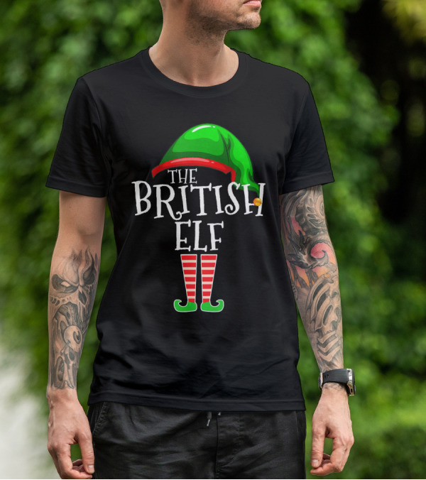 The British Elf Green Hat Red Striped Socks Family Matching Group T-Shirt