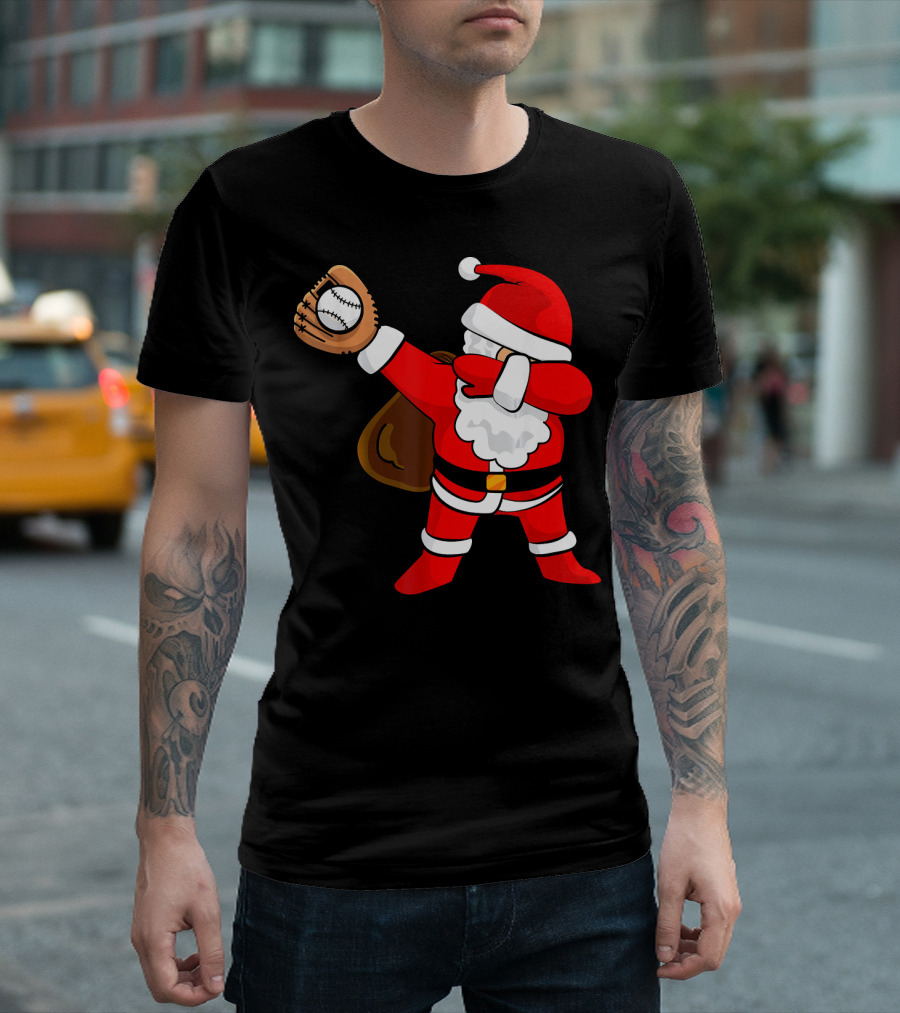 Santa Dabbing With Baseball Glove T-Shirt