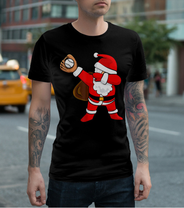 Santa Dabbing With Baseball Glove T-Shirt