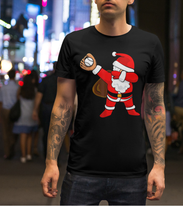 Santa Dabbing With Baseball Glove T-Shirt