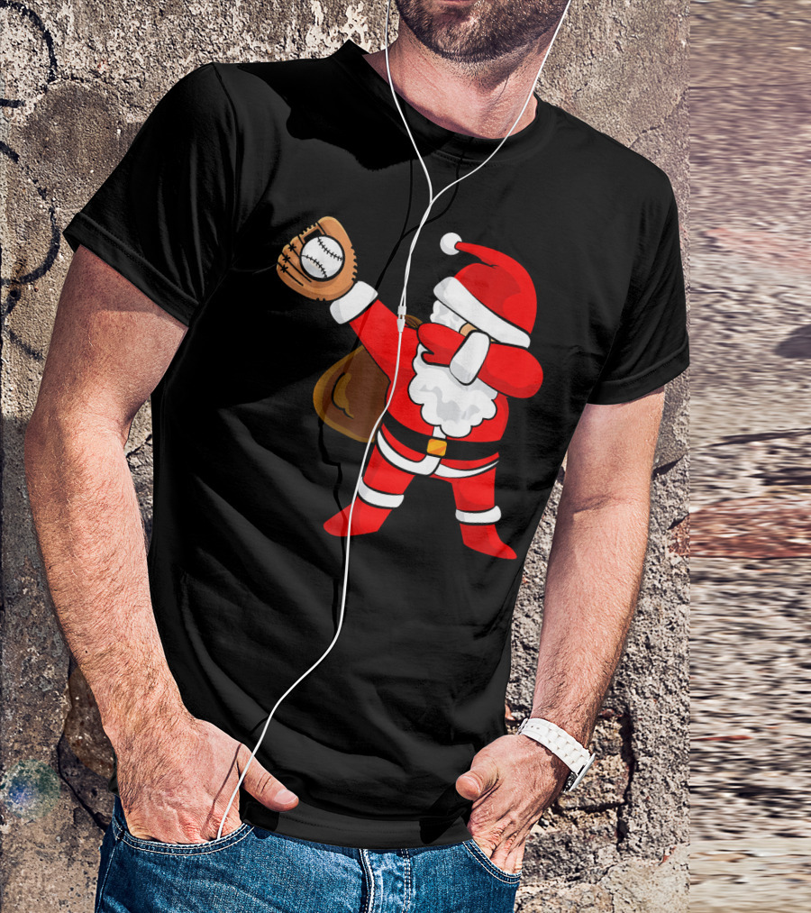 Santa Dabbing With Baseball Glove T-Shirt
