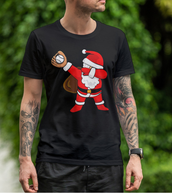 Santa Dabbing With Baseball Glove T-Shirt