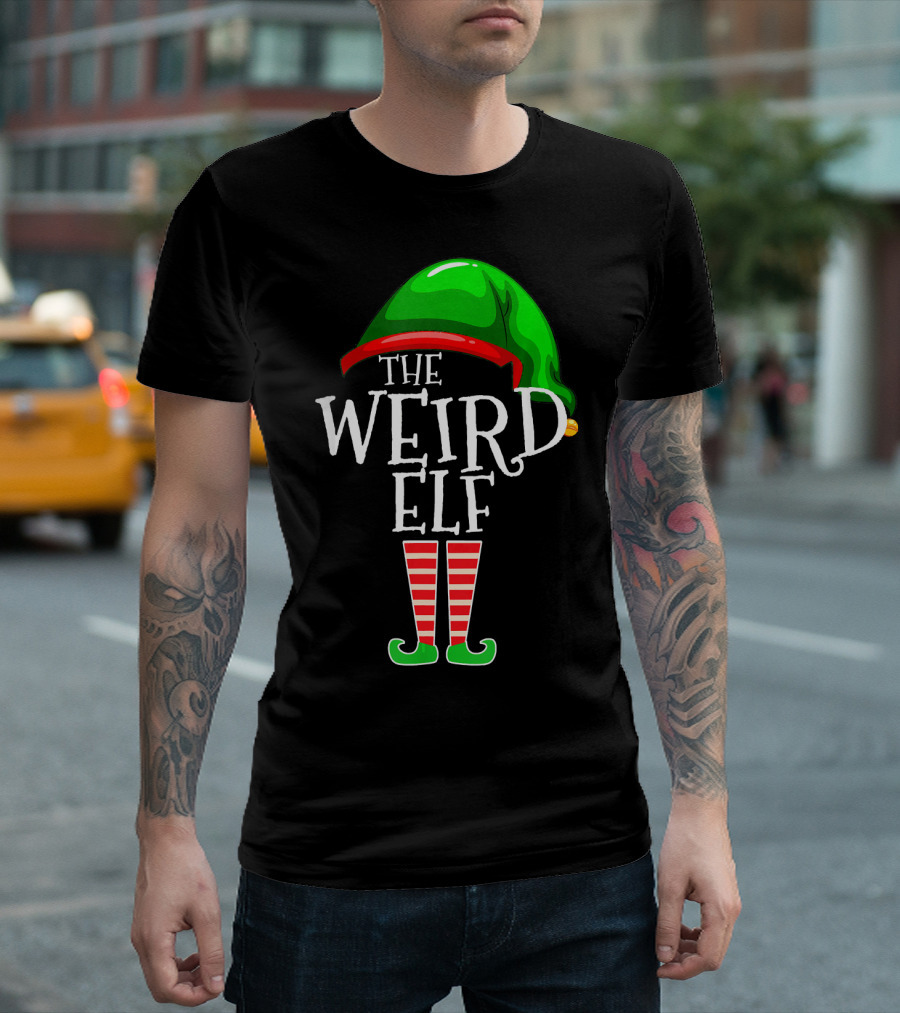 The Weird Elf Green Hat and Striped Legs T-Shirt