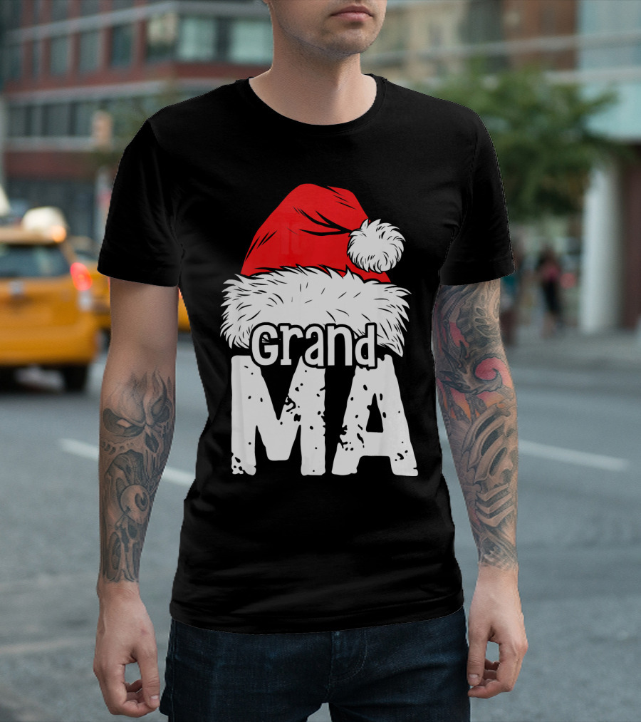 Grandma Santa Christmas Hat Family T-Shirt