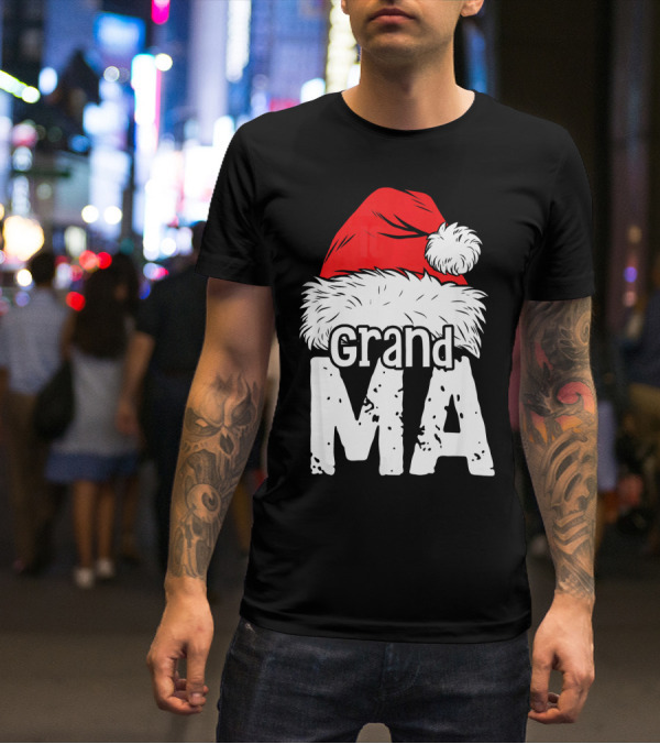 Grandma Santa Christmas Hat Family T-Shirt