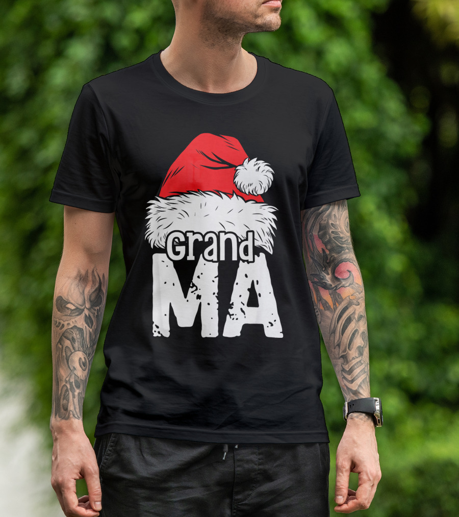 Grandma Santa Christmas Hat Family T-Shirt