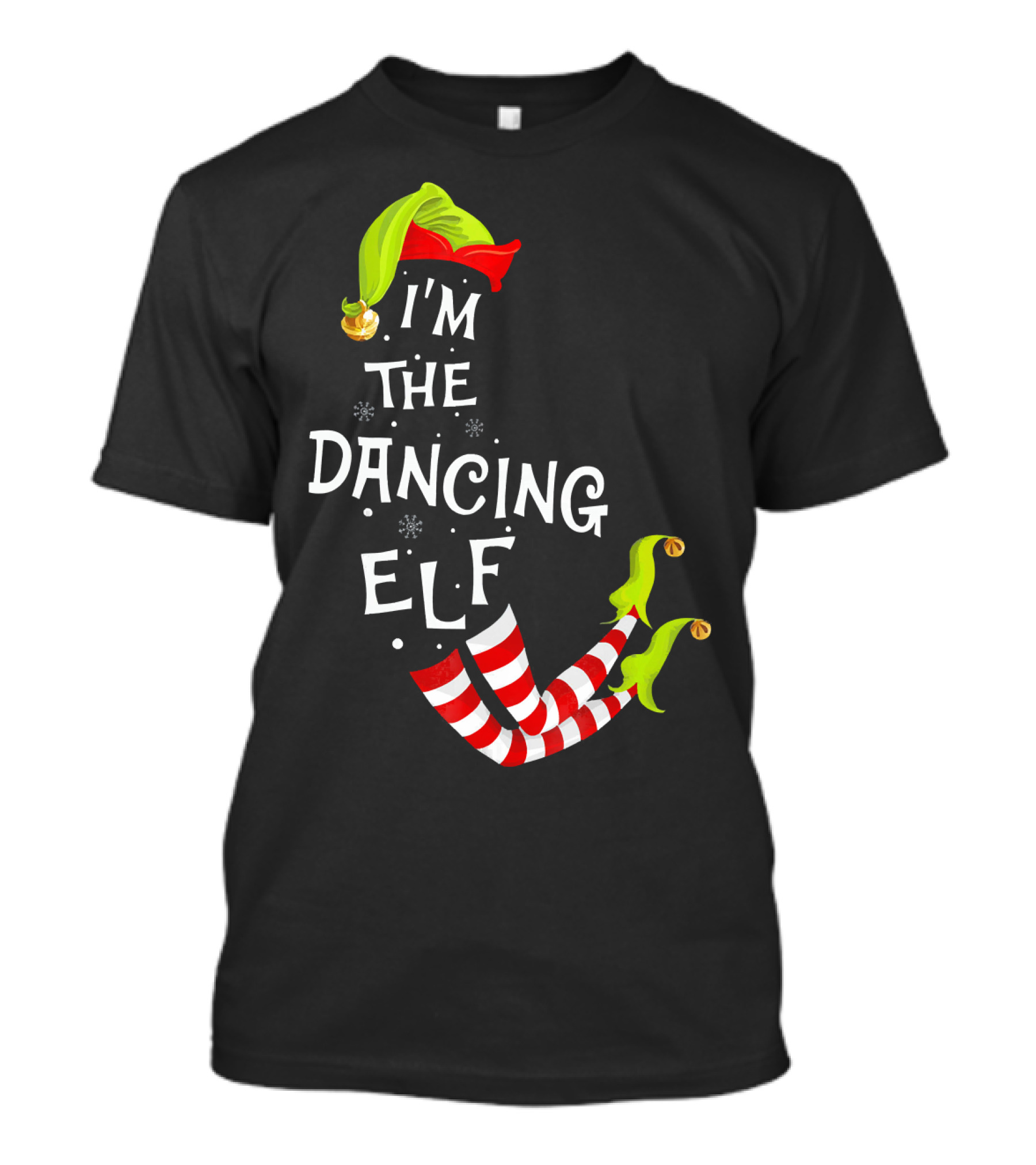 I'm The Dancing Elf Christmas Striped Stockings And Festive Hat T-Shirt