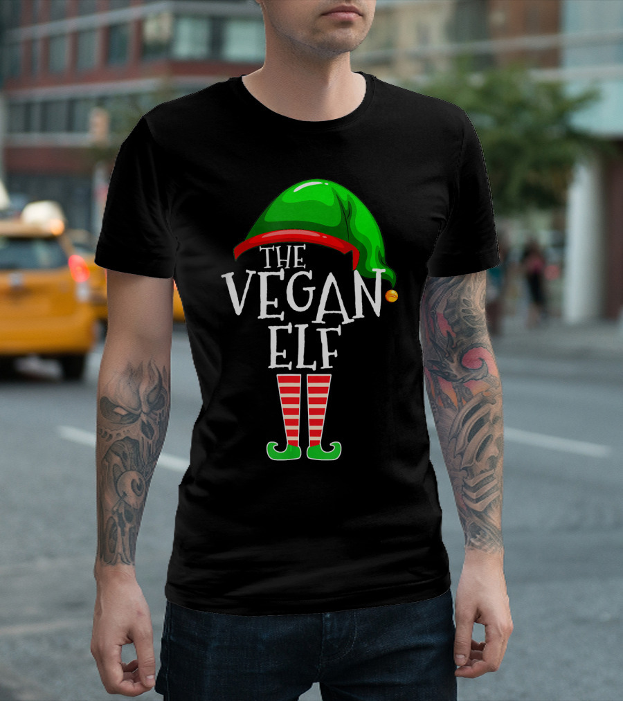 The Vegan Elf Holiday Humor Christmas T-Shirt