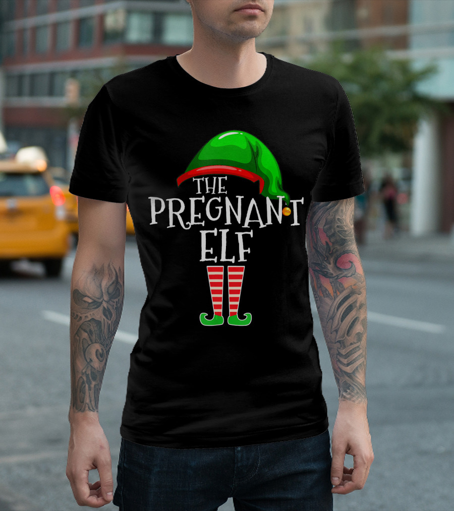 The Pregnant Elf Family Matching Group Christmas Costume T-Shirt