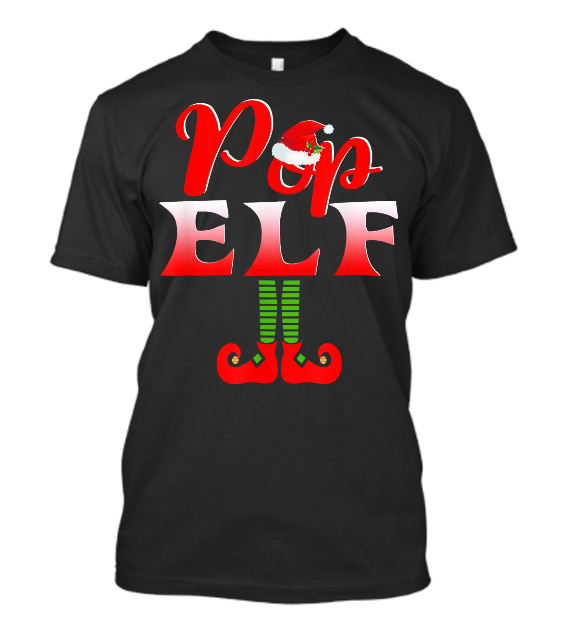 Pop Elf Santa Hat Funny Christmas Group T-Shirt