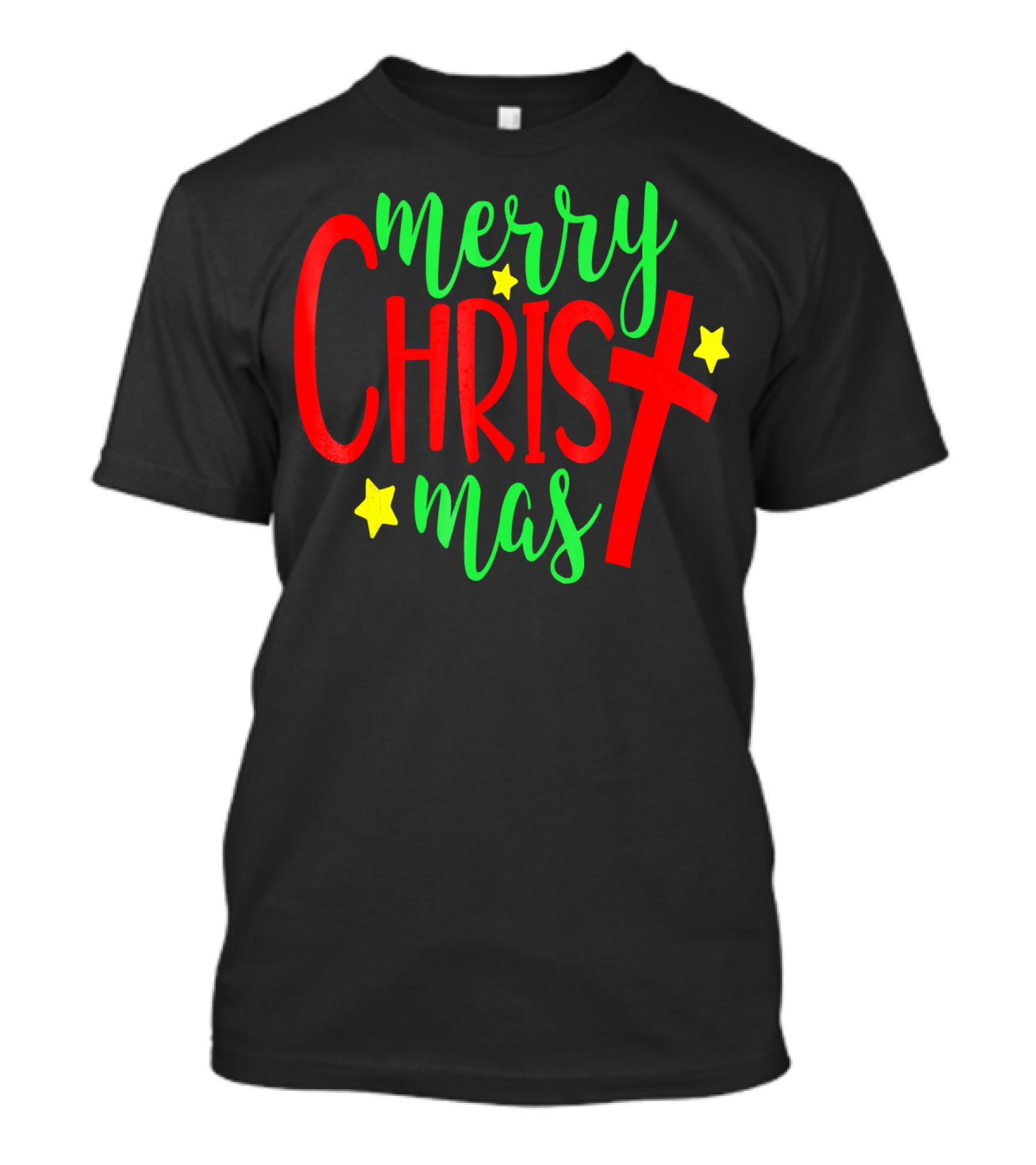 Merry Christmas Christian Cross Stars T-Shirt