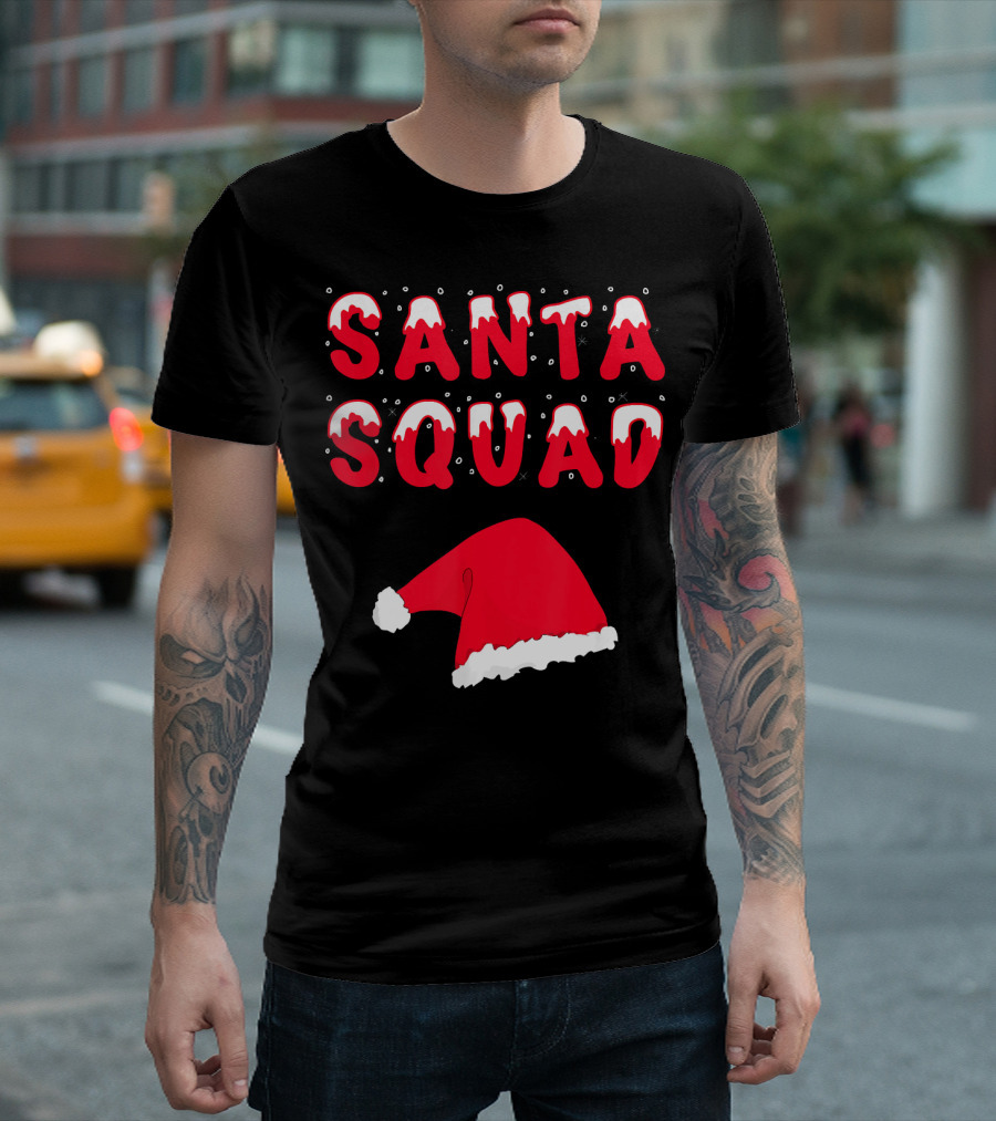 Funny Christmas Santa Squad Santa Hat T-Shirt