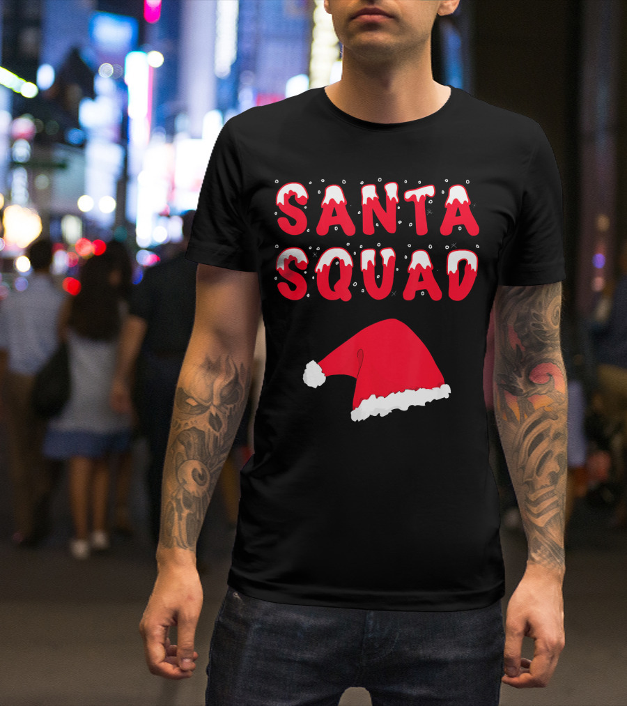 Funny Christmas Santa Squad Santa Hat T-Shirt