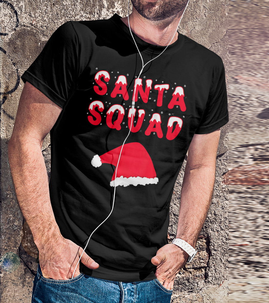 Funny Christmas Santa Squad Santa Hat T-Shirt