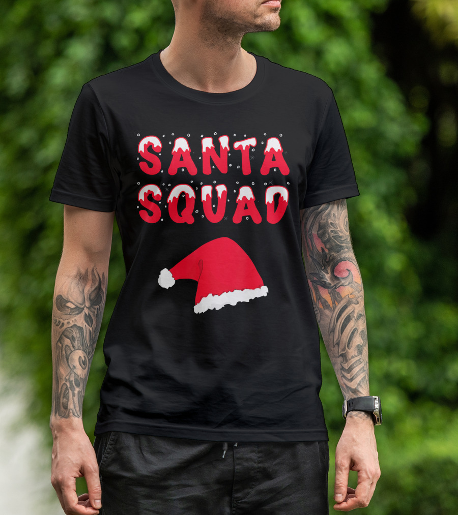 Funny Christmas Santa Squad Santa Hat T-Shirt
