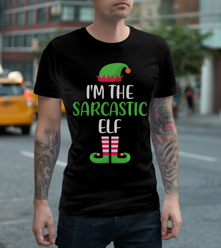 I'm the Sarcastic Elf with Green Hat and Striped Shoes T-Shirt
