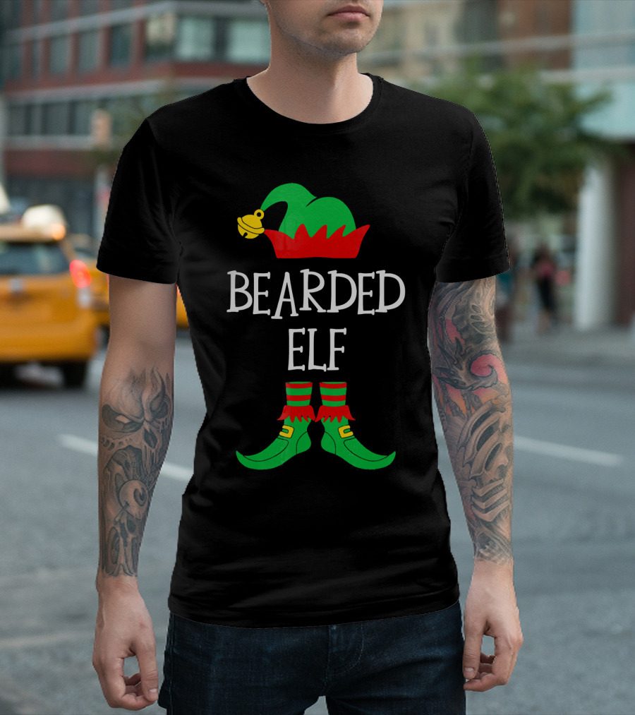 BEARDED ELF Matching Family Group Christmas Costume T-Shirt