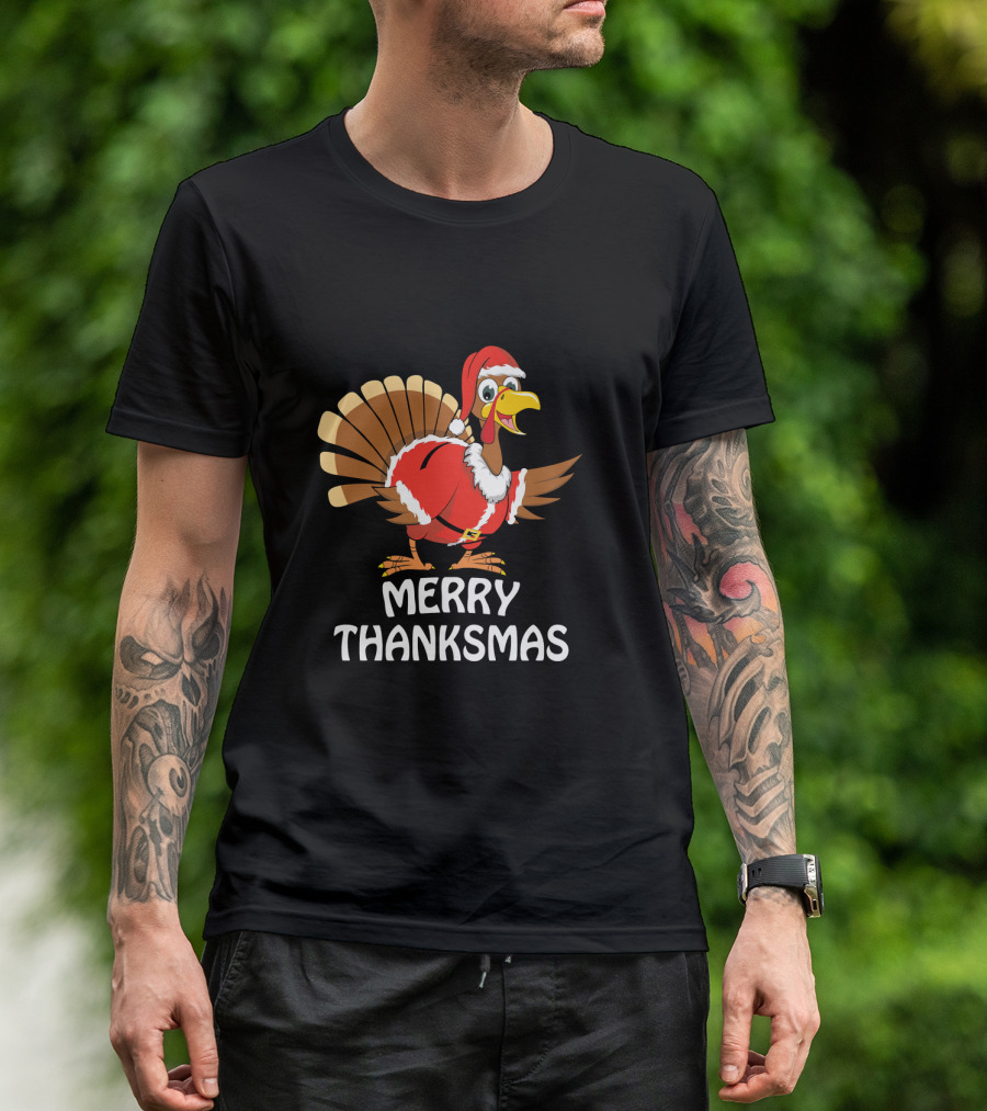 Merry Thanksmas Santa Turkey T-Shirt