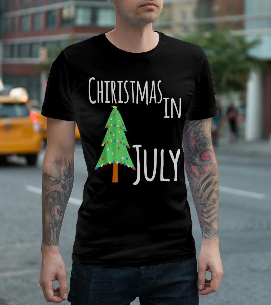 Christmas In July Tree Lights Festive Summer T-Shirt