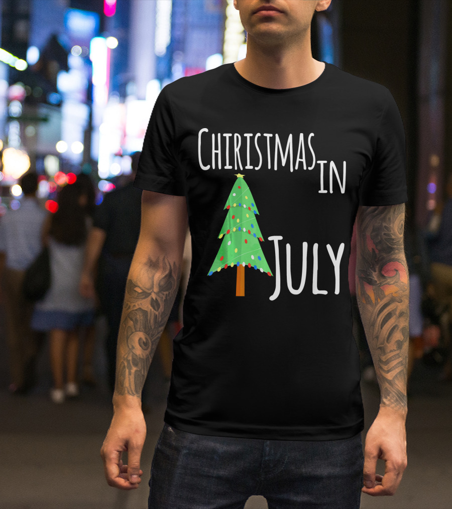 Christmas In July Tree Lights Festive Summer T-Shirt