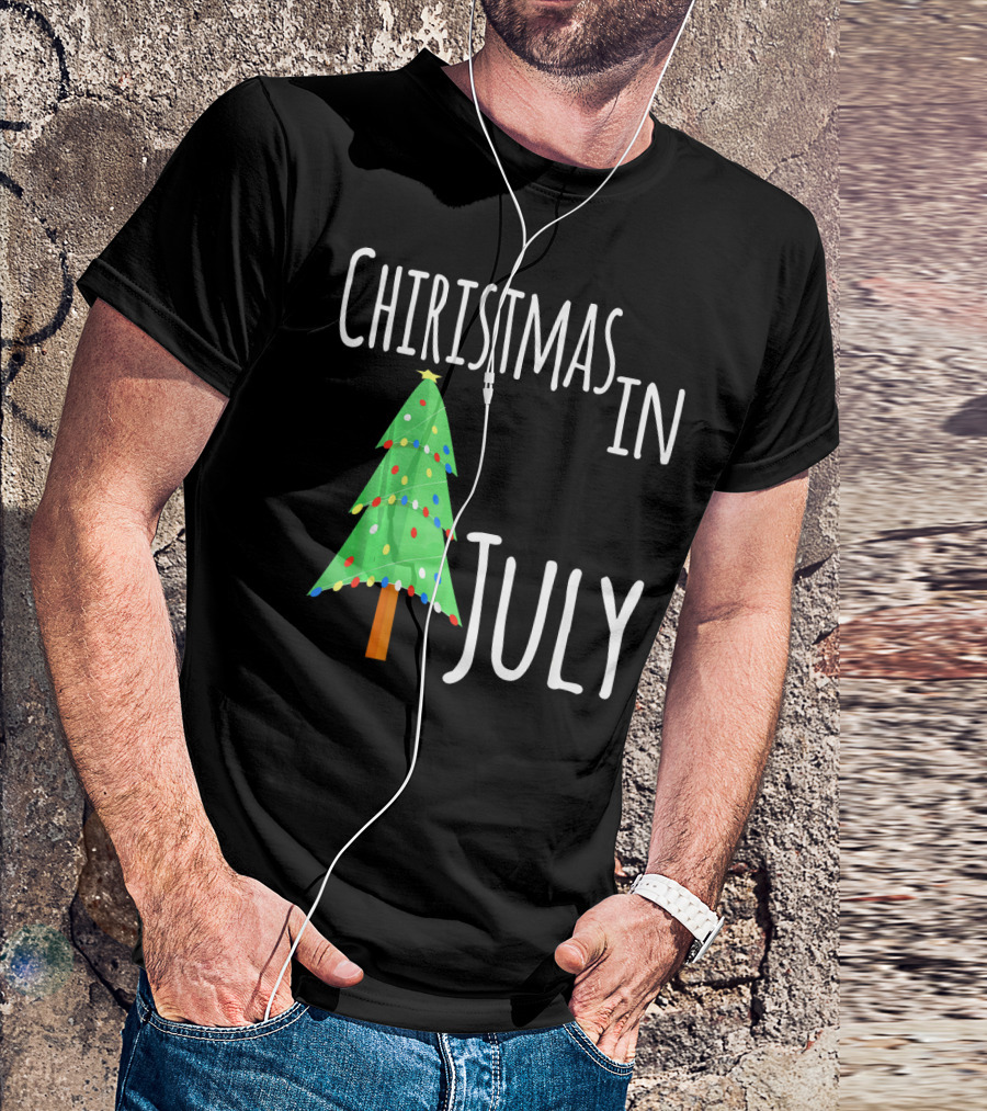 Christmas In July Tree Lights Festive Summer T-Shirt