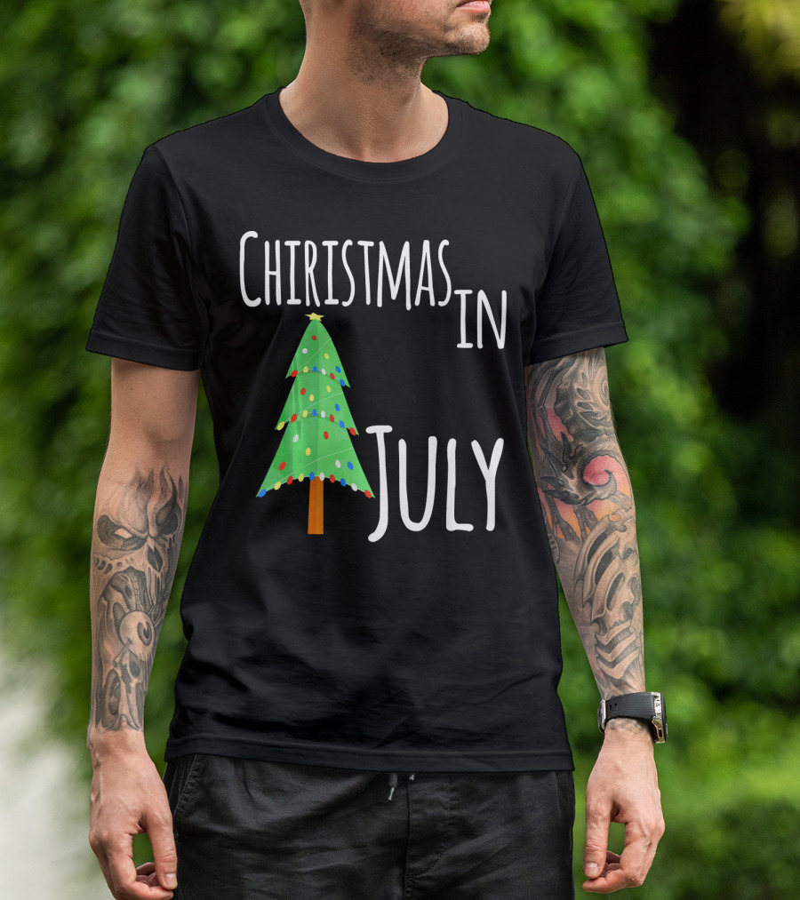 Christmas In July Tree Lights Festive Summer T-Shirt