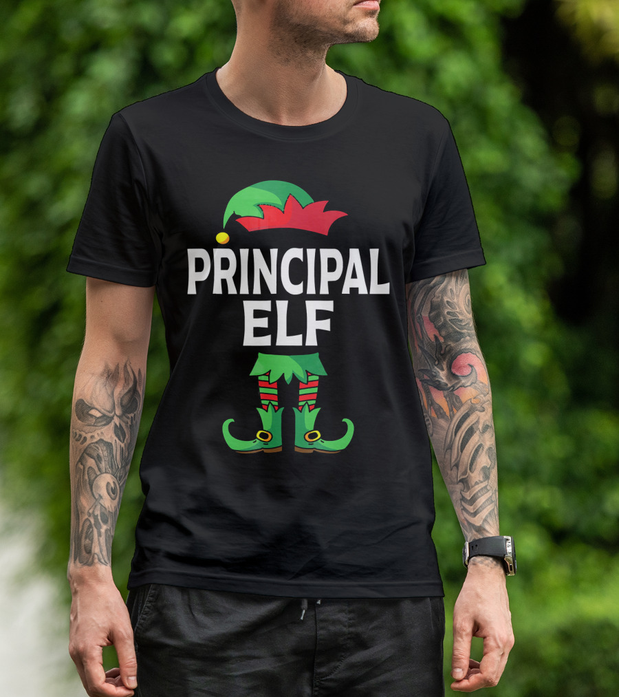 Principal Elf Green And Red Costume Matching Family Group T-Shirt