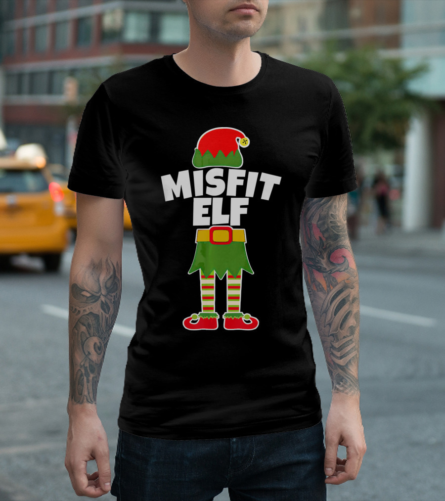 MISFIT ELF Funny Rudolph Weirdo Loser Christmas T-Shirt