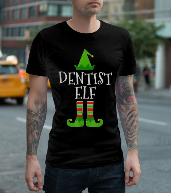 Dentist Elf Funny Christmas Holiday Dental T-Shirt