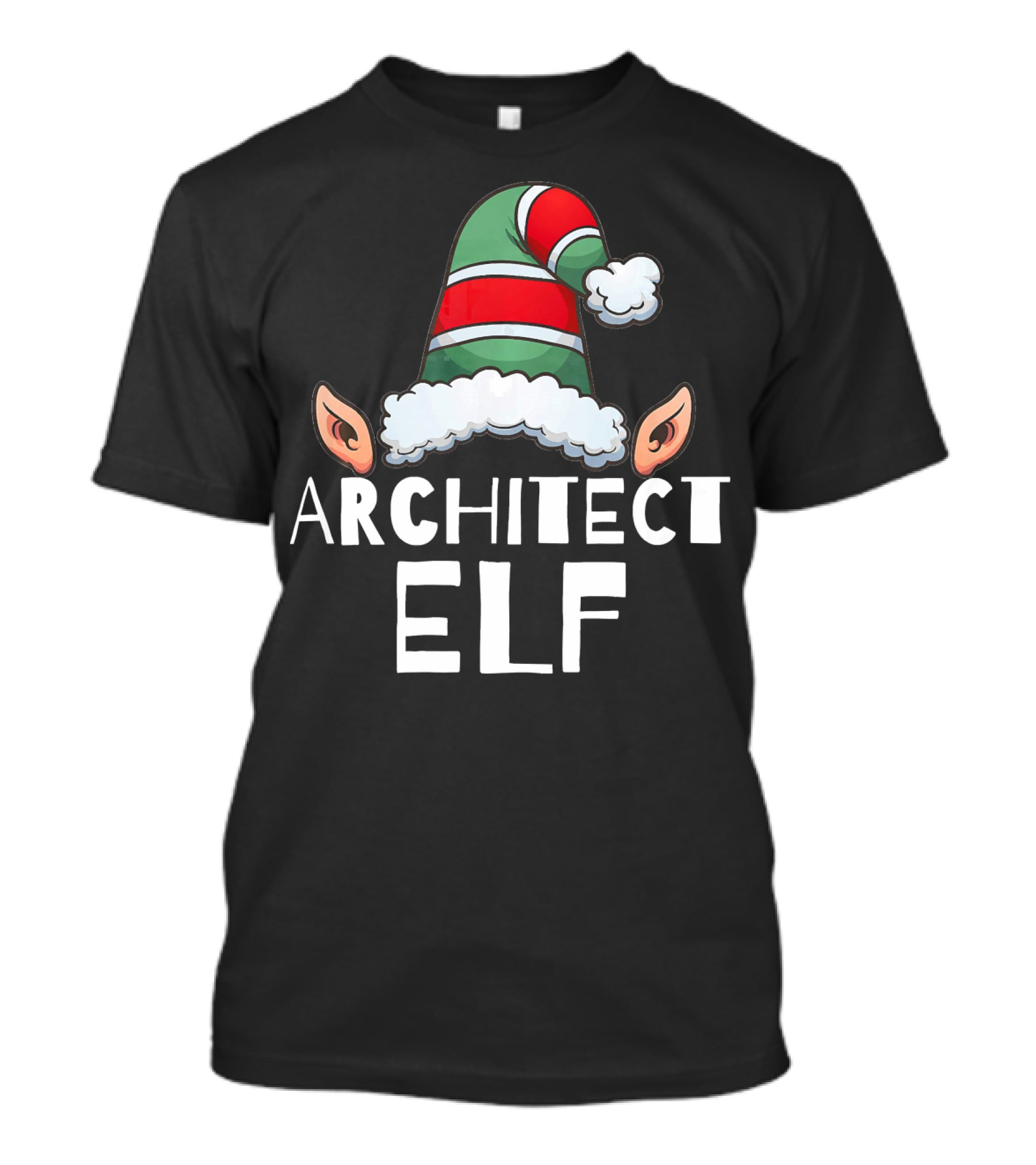 Architect Elf Funny Christmas Holidays Striped Hat T-Shirt