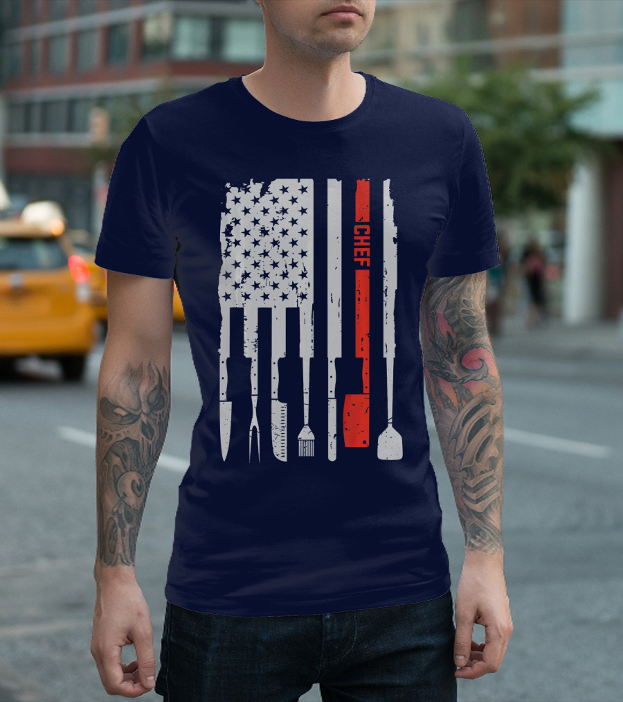 American Flag Baking Tools Chef Humorous Pastry T-Shirt