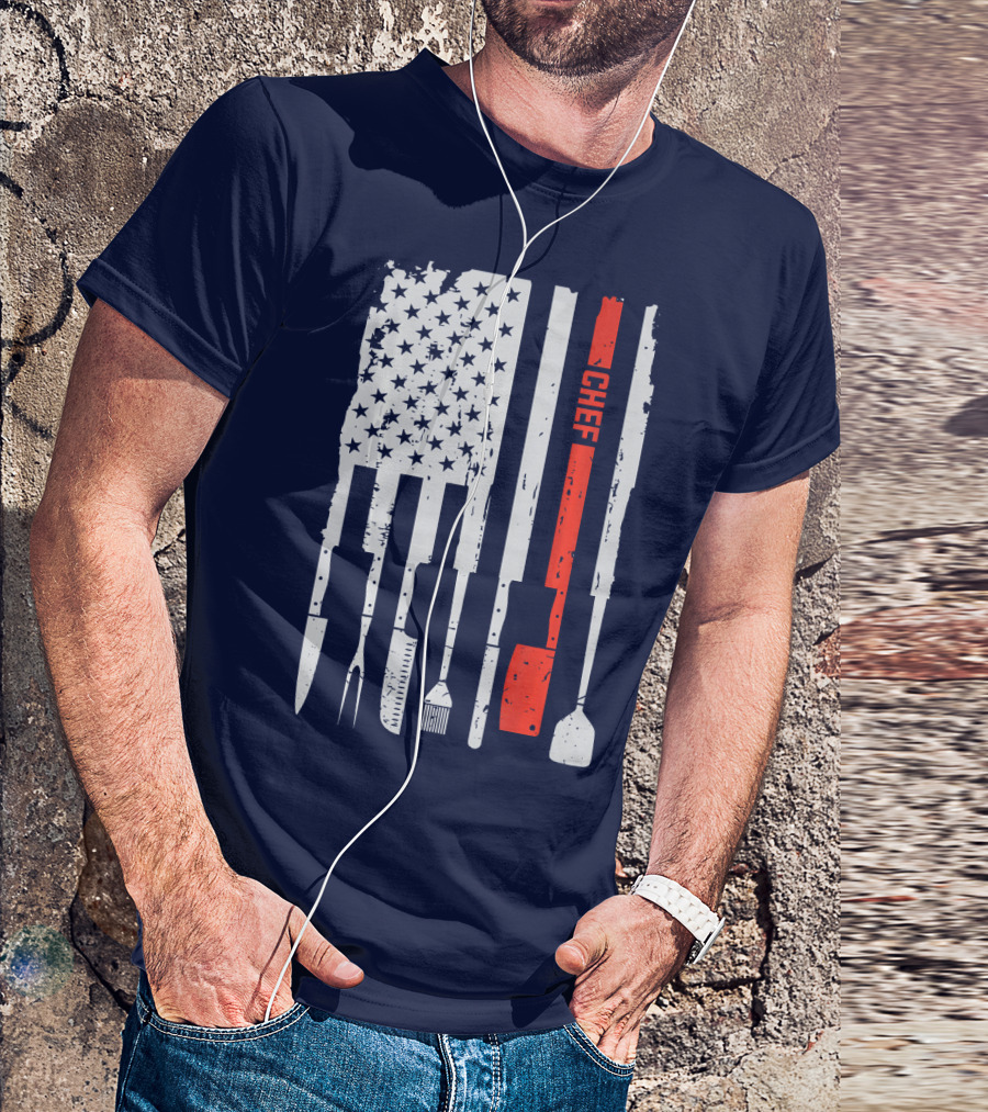 American Flag Baking Tools Chef Humorous Pastry T-Shirt