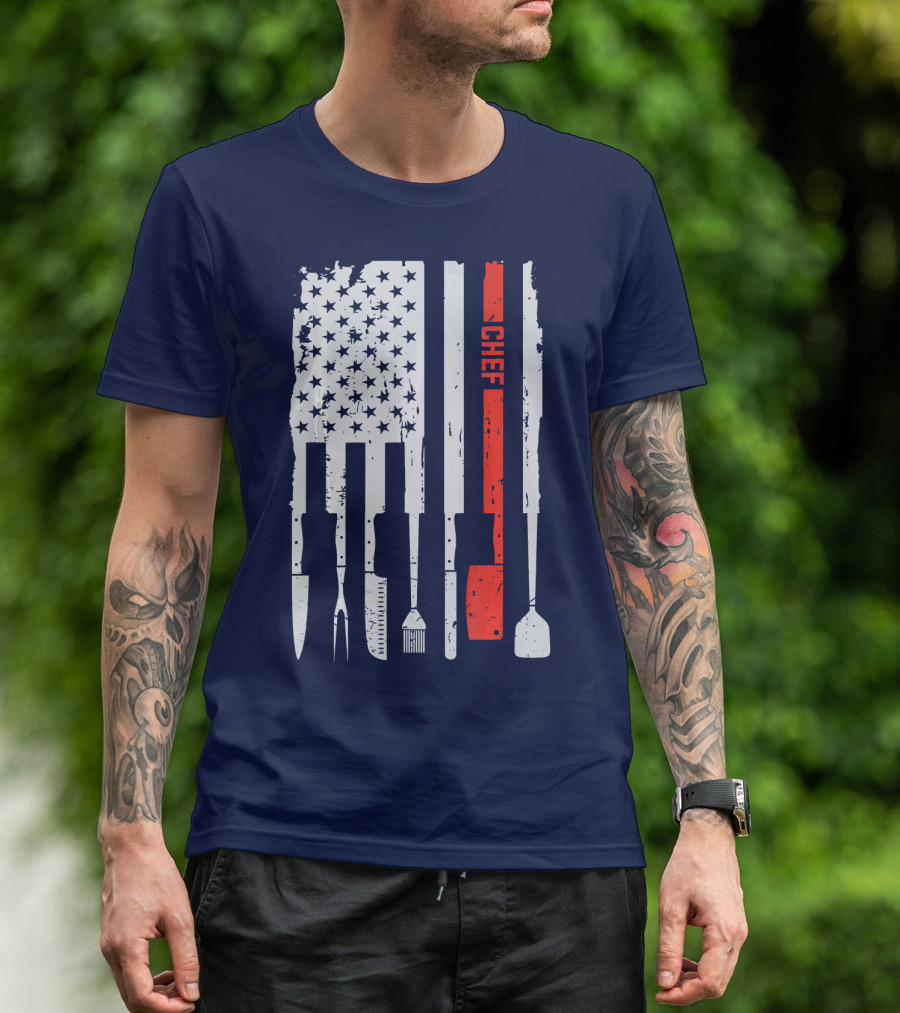American Flag Baking Tools Chef Humorous Pastry T-Shirt