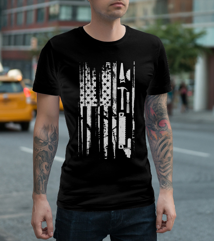 American Flag Woodworking Tools T-Shirt