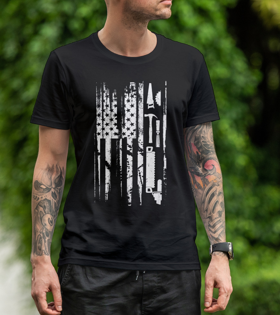 American Flag Woodworking Tools T-Shirt