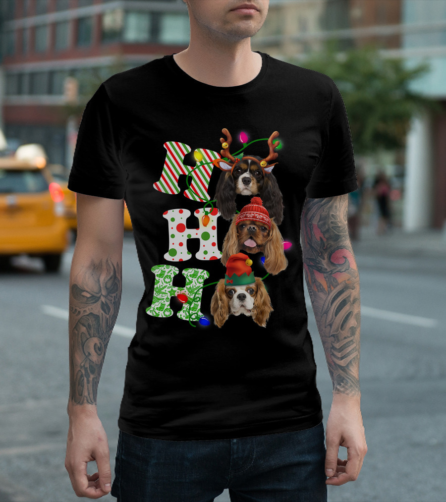 Ho Ho Ho Christmas Cavalier King Charles Spaniel Festive Dogs T-Shirt
