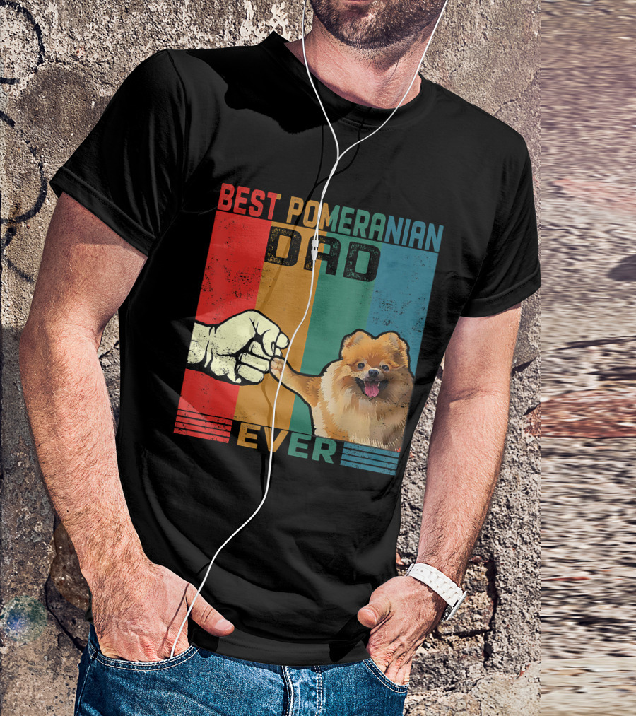Best Pomeranian Dad Ever Vintage Fist Bump T-Shirt