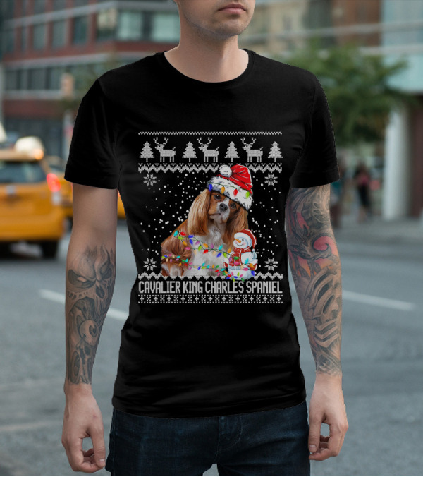 Cavalier King Charles Spaniel Christmas Santa Snowman Reindeer T-Shirt