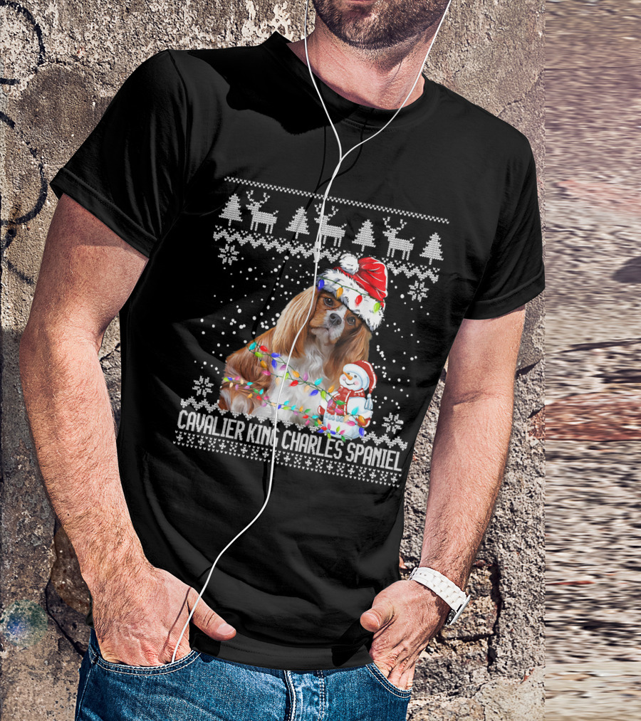 Cavalier King Charles Spaniel Christmas Santa Snowman Reindeer T-Shirt