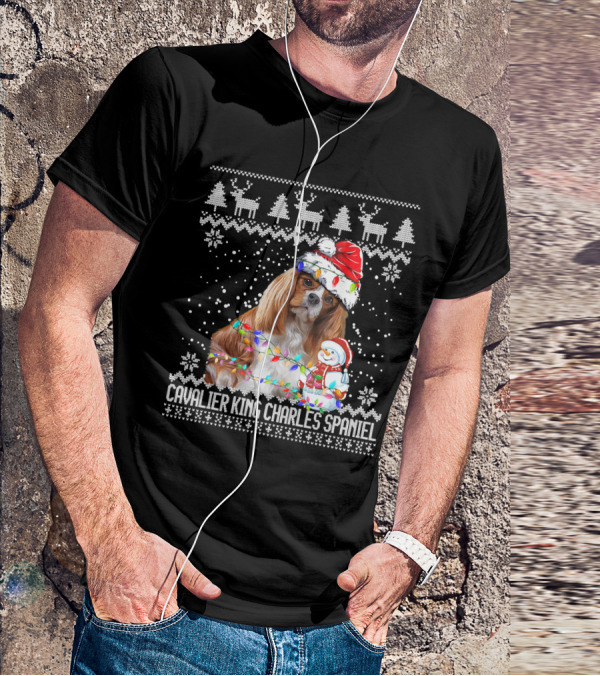 Cavalier King Charles Spaniel Christmas Santa Snowman Reindeer T-Shirt
