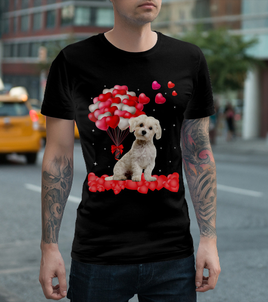 Heartfelt Maltese With Heart Balloons Valentine's Day T-Shirt