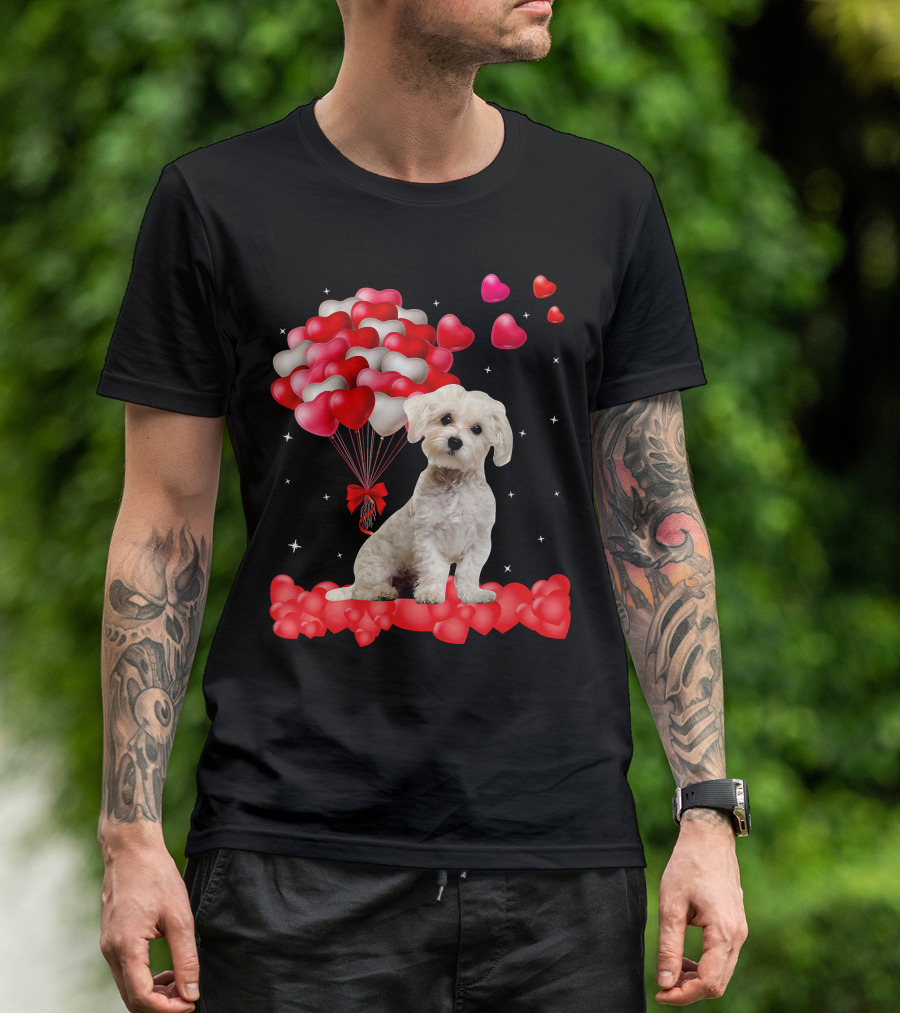 Heartfelt Maltese With Heart Balloons Valentine's Day T-Shirt