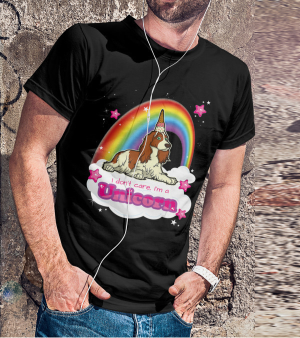 I Don't Care I'm A Unicorn English Cocker Spaniel Rainbow T-Shirt