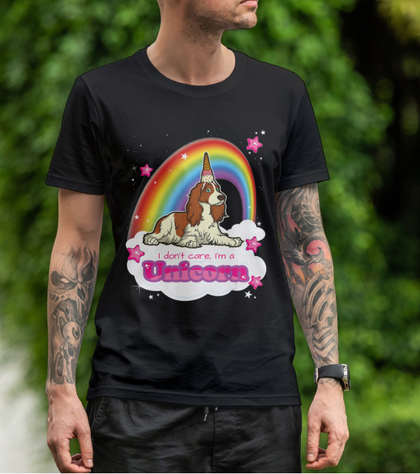 I Don't Care I'm A Unicorn English Cocker Spaniel Rainbow T-Shirt