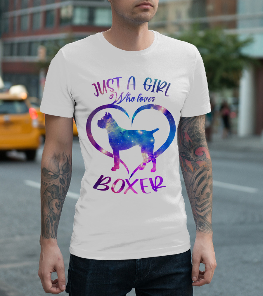Just A Girl Who Loves Boxer Heart Galaxy T-Shirt