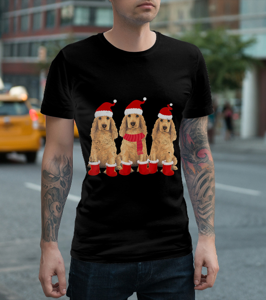 Cocker Spaniel Christmas Santa Hats and Socks Festive Trio T-Shirt