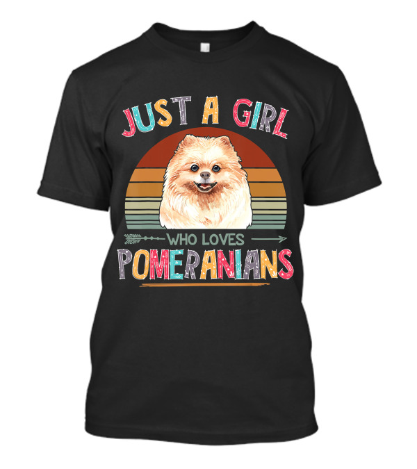Just A Girl Who Loves Pomeranians Retro Sunset T-Shirt