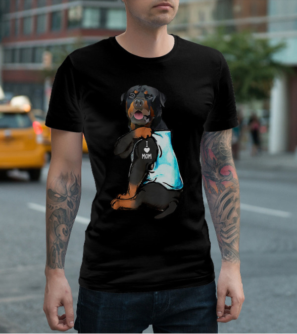 I Love Mom Rottweiler Tattoo T-Shirt