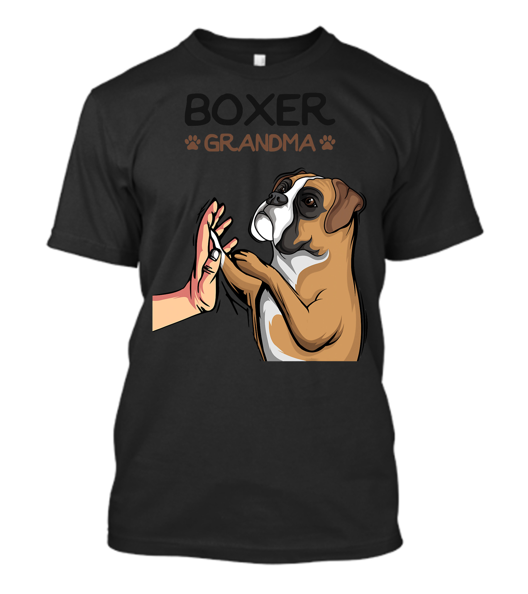 Boxer Grandma High-Five With Dog Paws T-Shirt