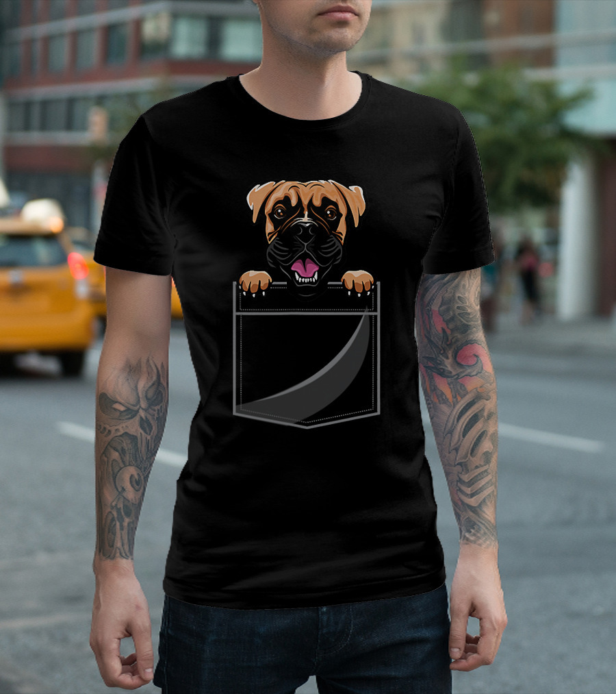 Boxer Dog in a Pocket Peeking T-Shirt